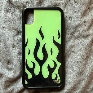 iphone XR green and black flamed case